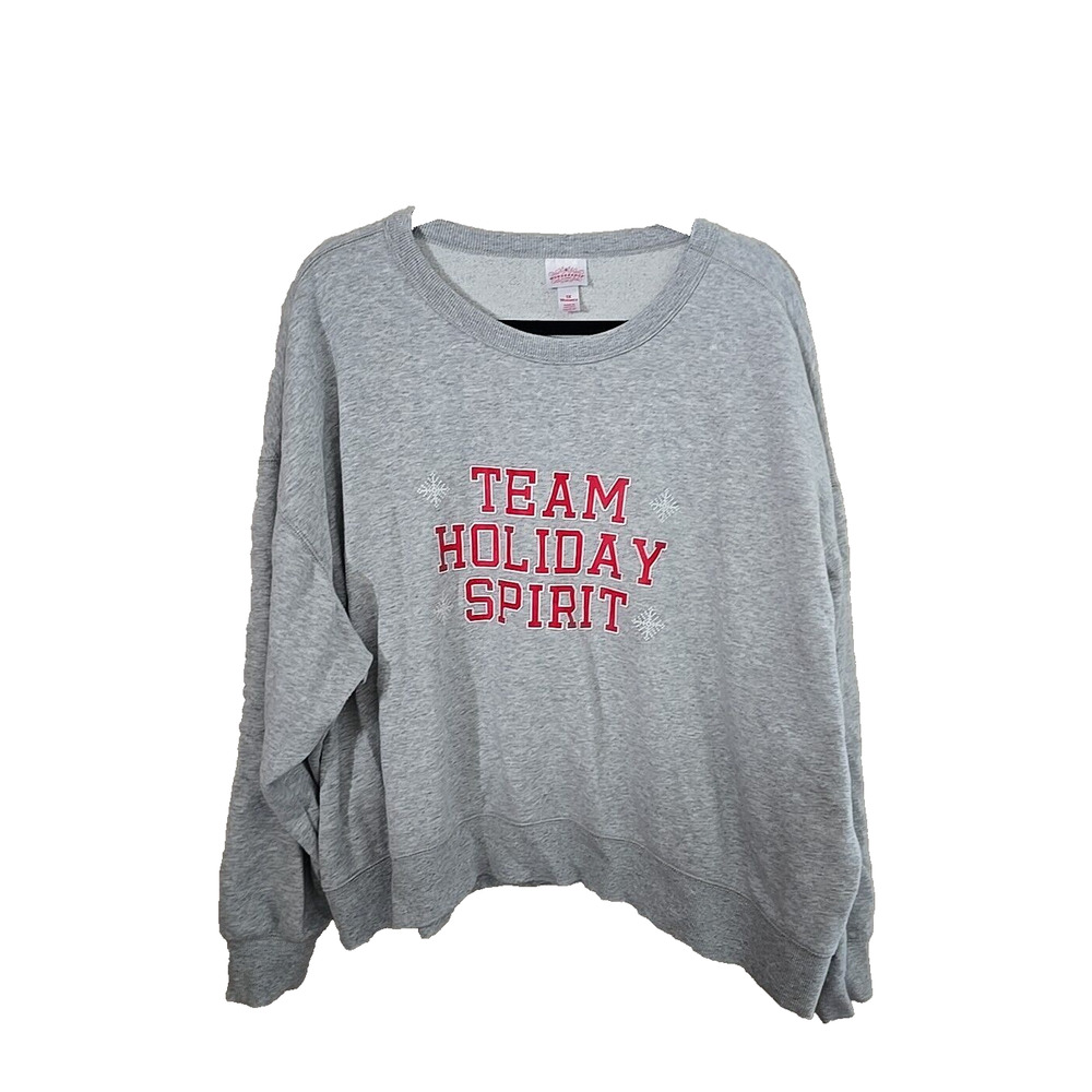 Wondershop Gray Team Holiday Spirit Pullover Sweatshirt Womans Plus Sz 3X‎